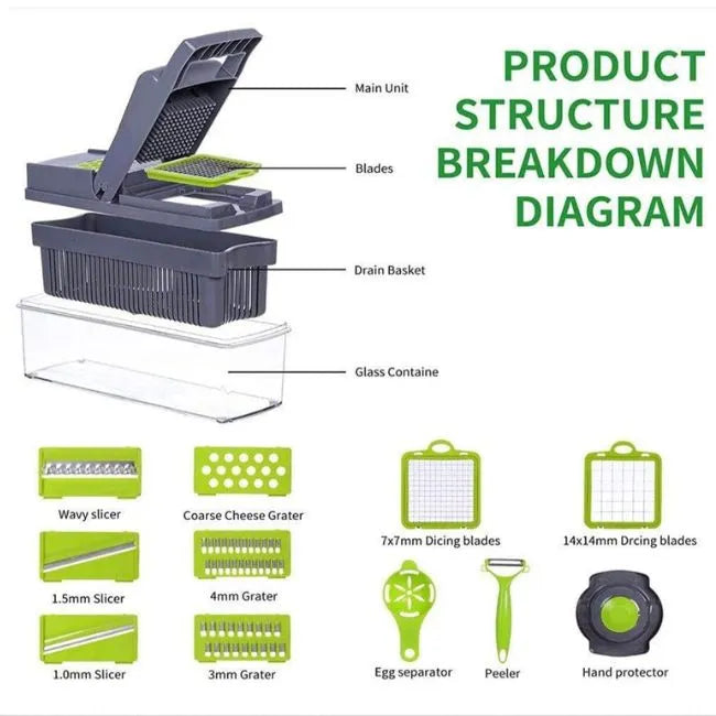 14 Piece Multifunctional Vegetable Slicer