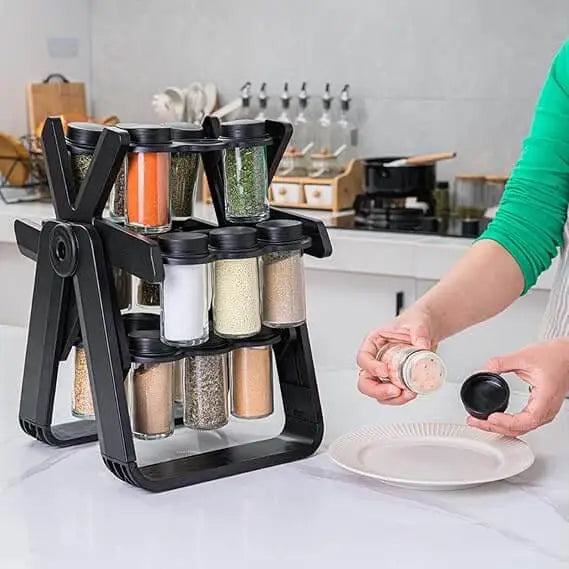360 Degree Rotating Spice Rack Set with 18 Spice Jars