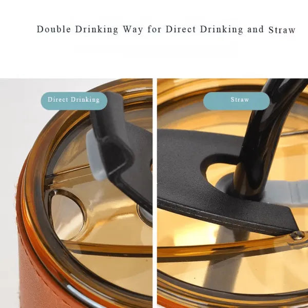 400ml Coffee Cup Sipper Glass Tumbler with Lid and Straw
