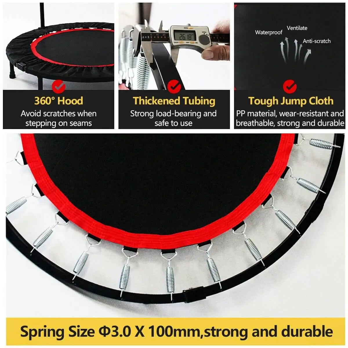Fitness Trampoline with Adjustable Handlebar