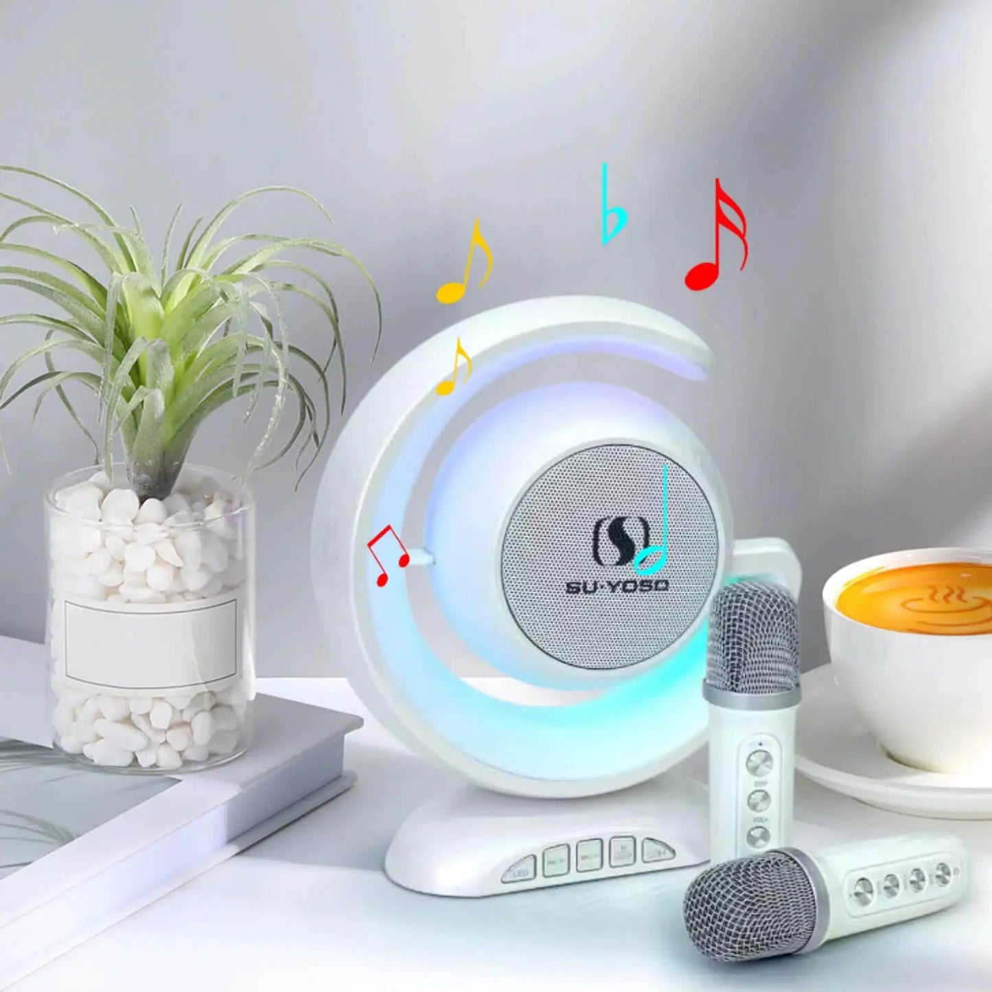 Wireless Lightshow Speaker with Two Wireless Microphones