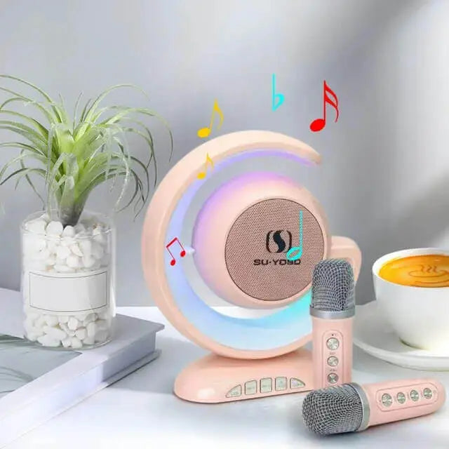 Wireless Lightshow Speaker with Two Wireless Microphones
