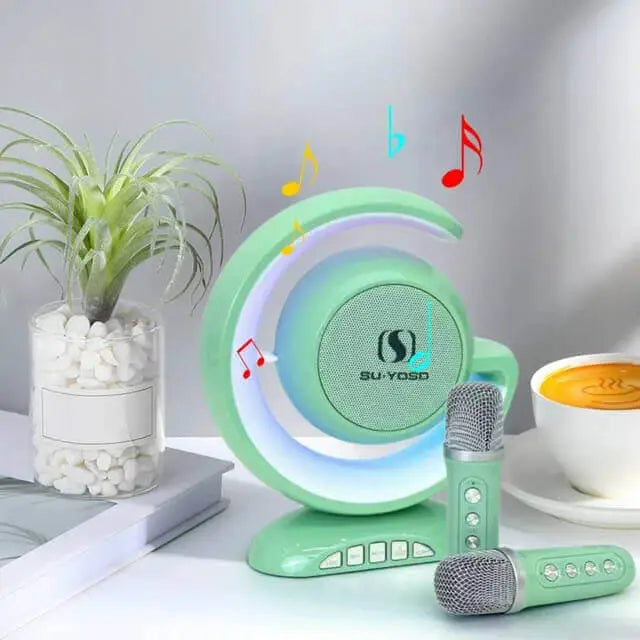 Wireless Lightshow Speaker with Two Wireless Microphones