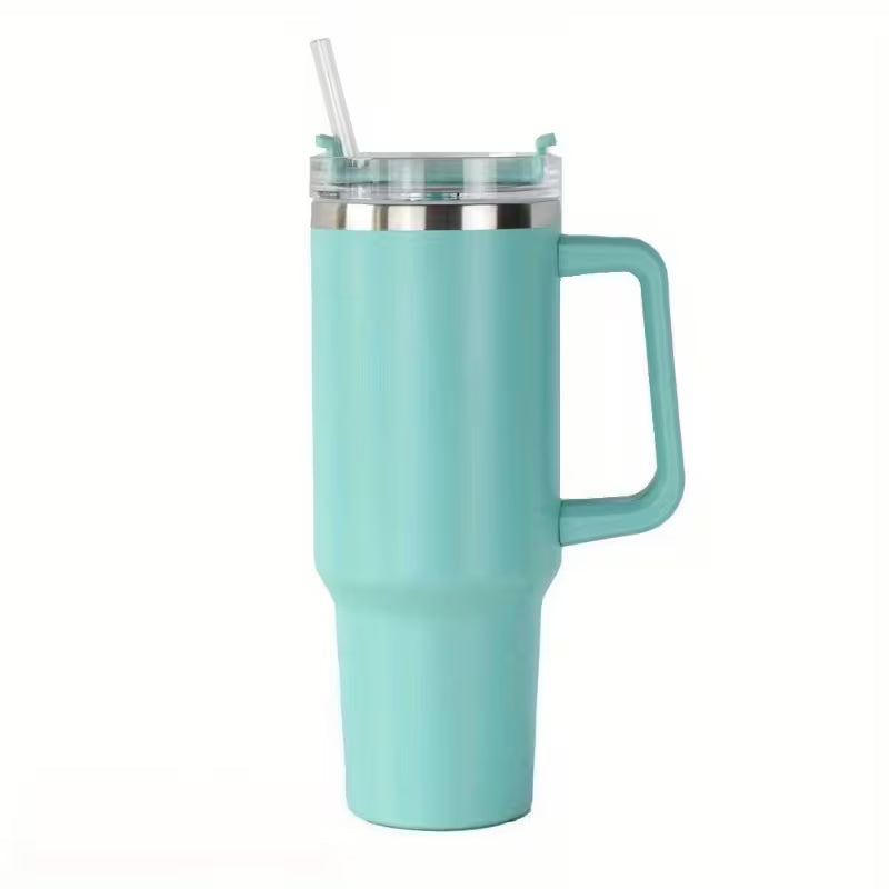 2 Gen Non-slip Handle Dishwasher SafeBPA Free 1.2L Tumbler with Handle Straw Lid, Stainless Steel Travel Mug