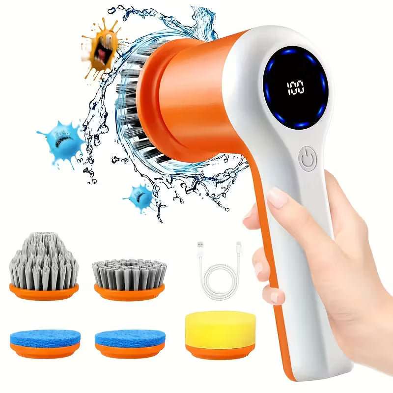 Multifunctional Portable Cordless Electric Cleaning Brush with Digital Display