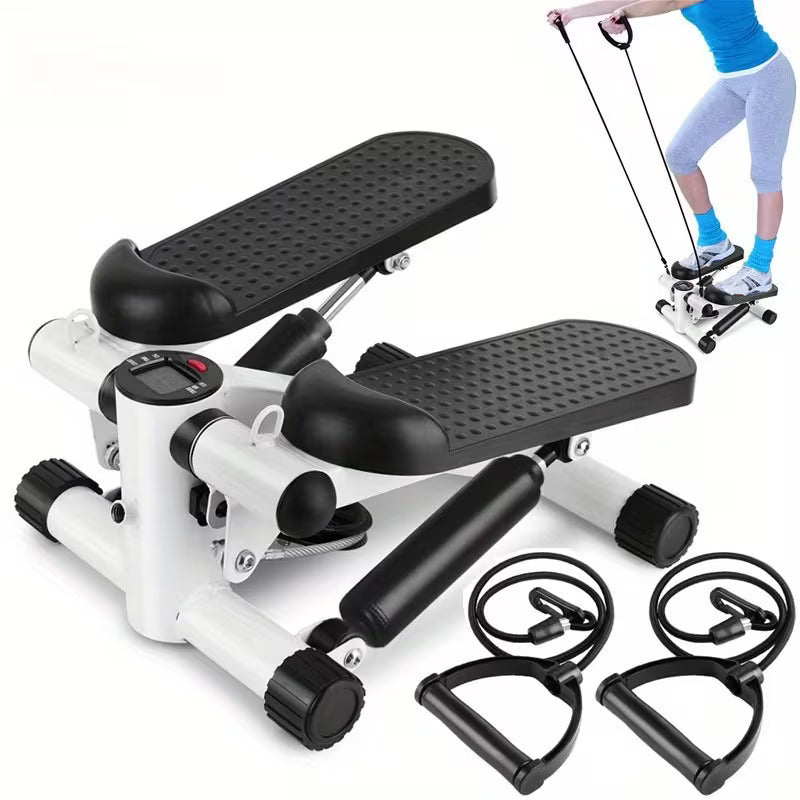 Hydraulic Stepper Machine with Bands & LCD Display, Mini Step Counter for Home Workout