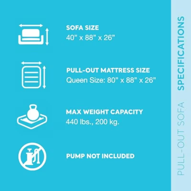 Charcoal Gray Queen-Size Pull-Out Sofa Bed