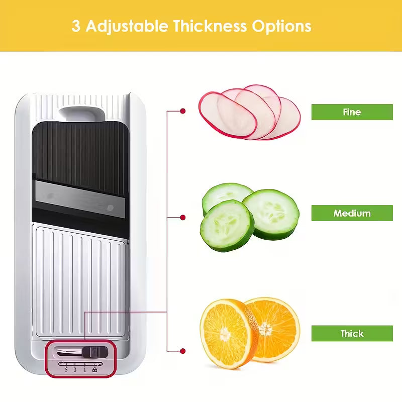 9-in-1 Multi-Functional Vegetable Slicer & Chopper Set with Adjustable Stainless Steel Blades