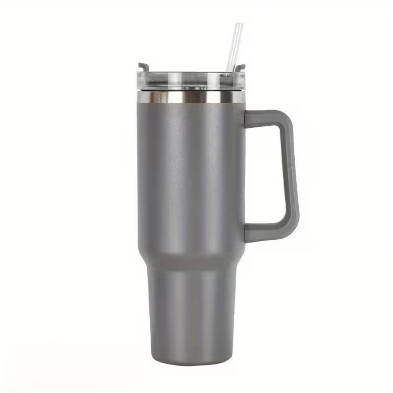 2 Gen Non-slip Handle Dishwasher SafeBPA Free 1.2L Tumbler with Handle Straw Lid, Stainless Steel Travel Mug