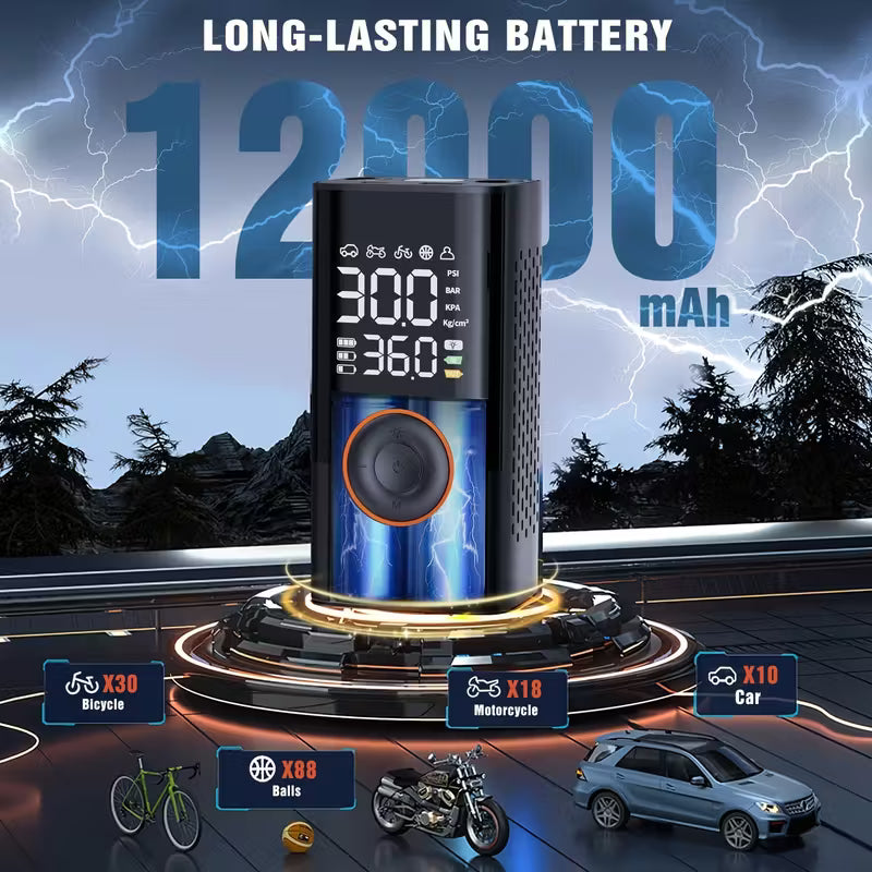 Portable Cordless Mini Air Pump with Digital Pressure Gauge