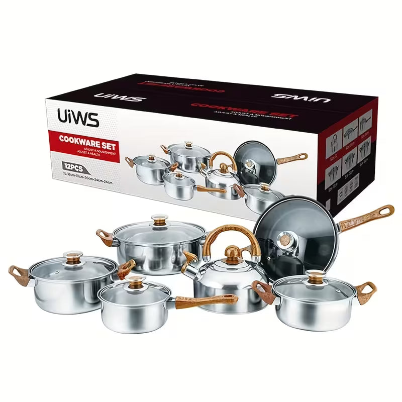 12pcs Stainless Steel Cookware Set