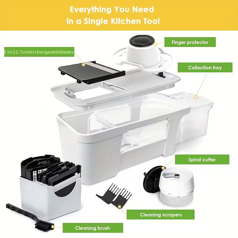 9-in-1 Multi-Functional Vegetable Slicer & Chopper Set with Adjustable Stainless Steel Blades