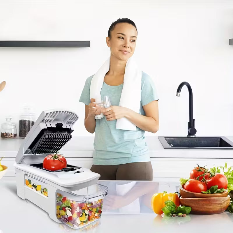 9-in-1 Multi-Functional Vegetable Slicer & Chopper Set with Adjustable Stainless Steel Blades