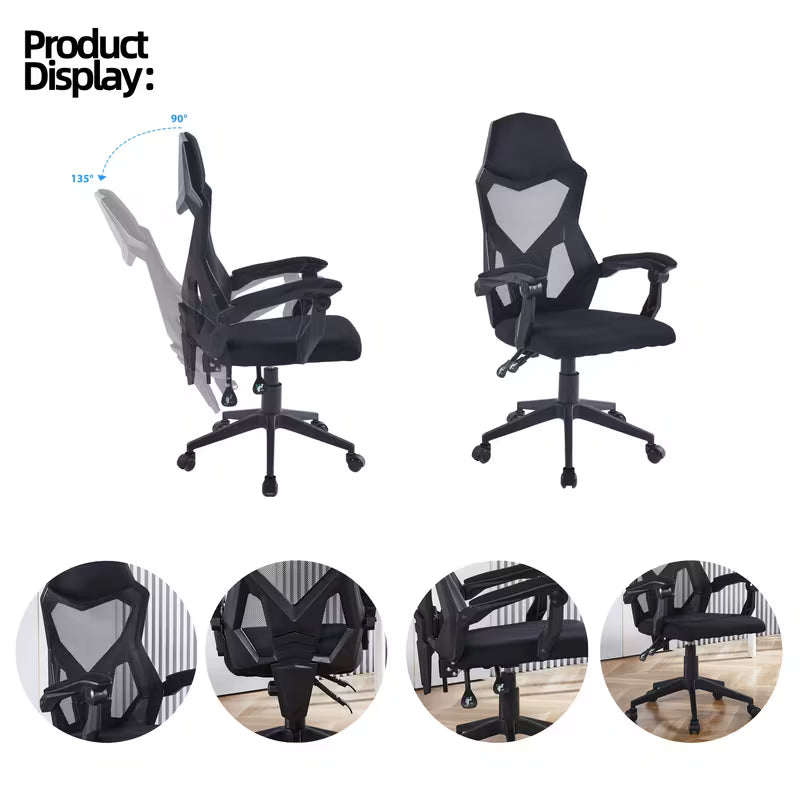Office Chair, Ergonomic, Plastic and Stainless Steel Frame, with Casters and Compression Lever