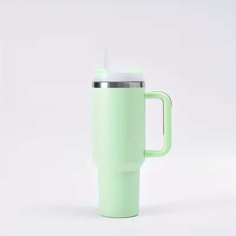 2 Gen Non-slip Handle Dishwasher SafeBPA Free 1.2L Tumbler with Handle Straw Lid, Stainless Steel Travel Mug