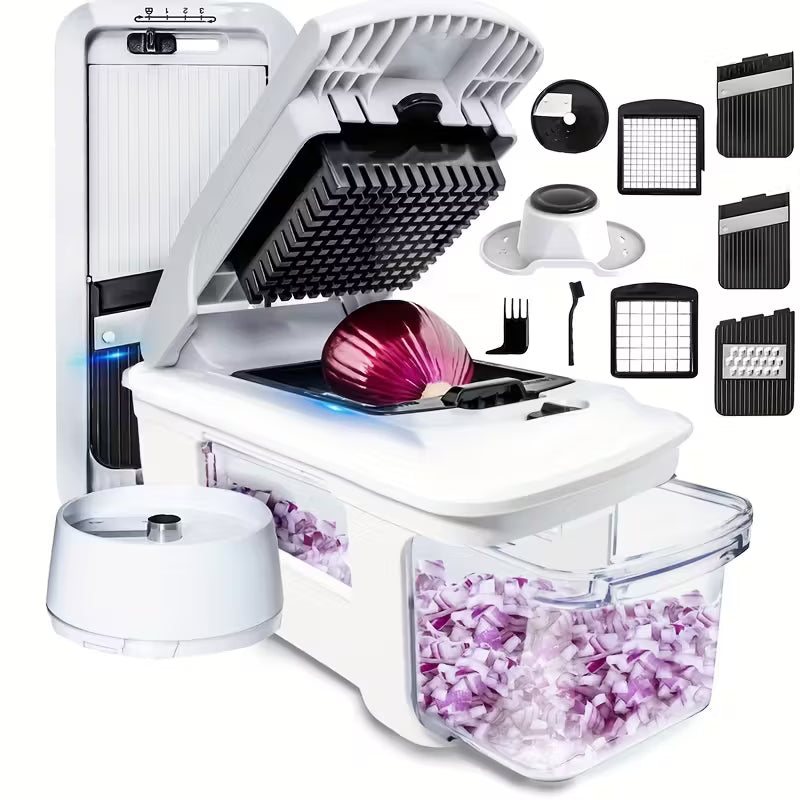 9-in-1 Multi-Functional Vegetable Slicer & Chopper Set with Adjustable Stainless Steel Blades