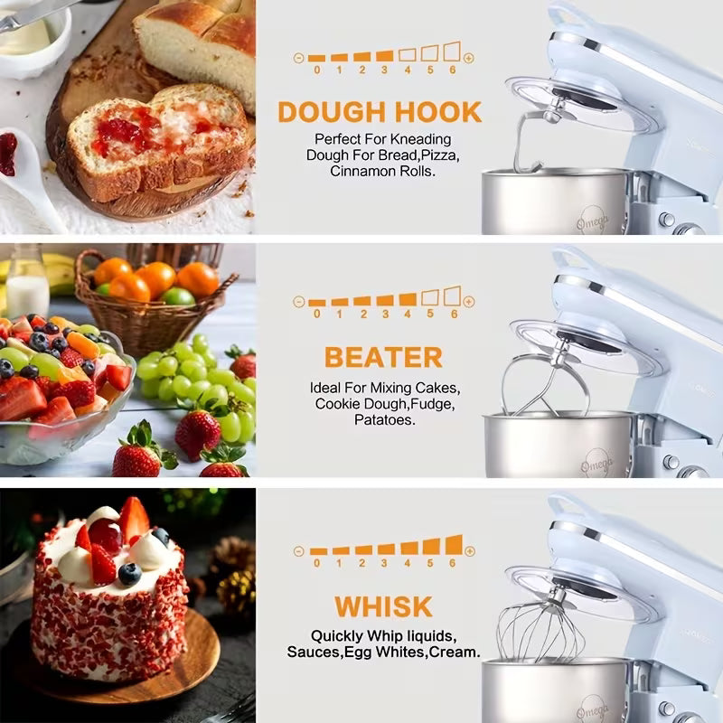 Omega Vintage 5L 1200w Kitchen Machine Stand Mixer Stand Bowl Mixer