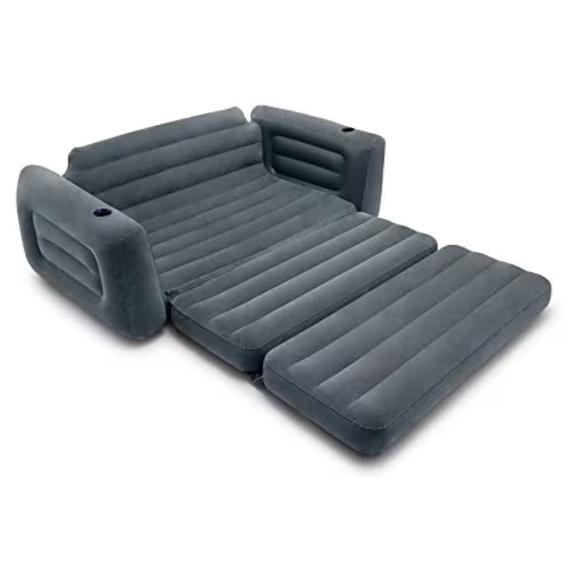 Charcoal Gray Queen-Size Pull-Out Sofa Bed