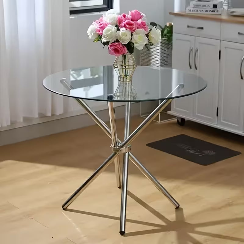Living Room Glass Coffee Table | Tempered Glass Top, Metal Frame, Contemporary Style Side Table
