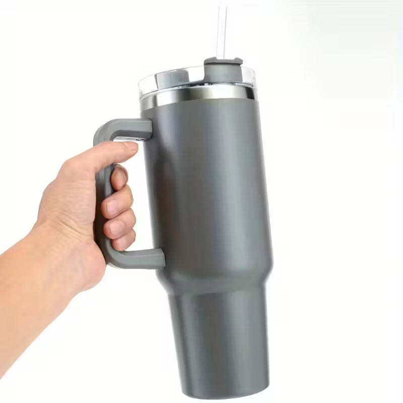 2 Gen Non-slip Handle Dishwasher SafeBPA Free 1.2L Tumbler with Handle Straw Lid, Stainless Steel Travel Mug