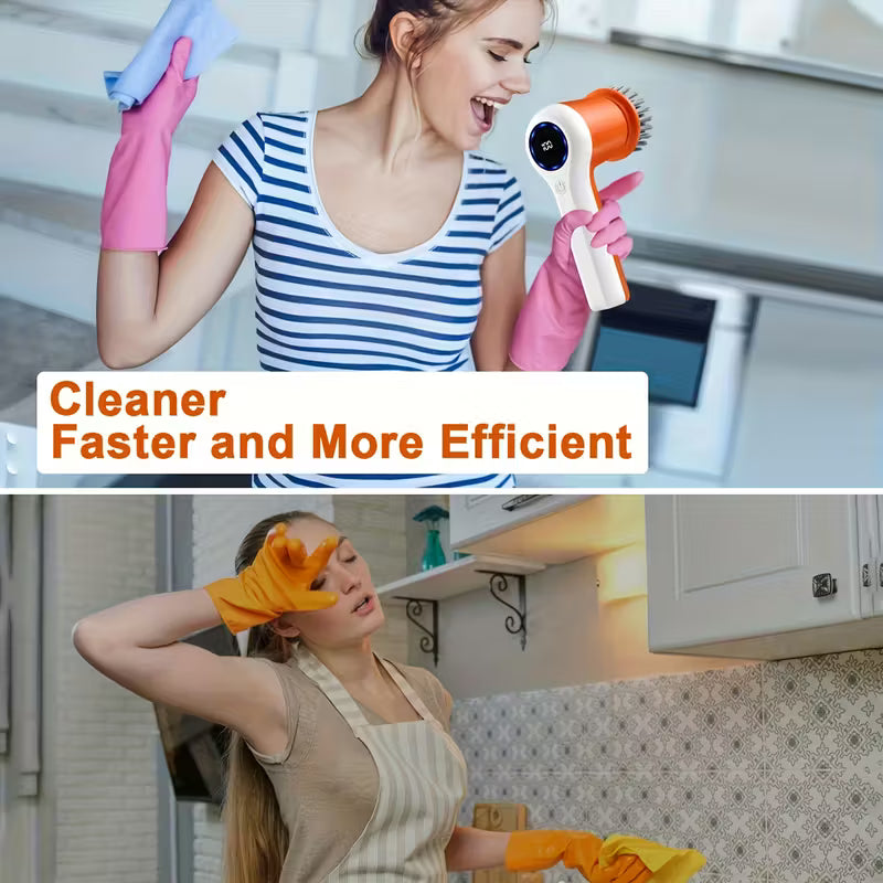 Multifunctional Portable Cordless Electric Cleaning Brush with Digital Display