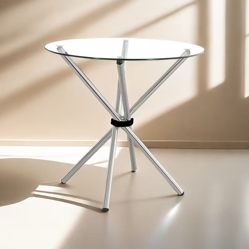 Living Room Glass Coffee Table | Tempered Glass Top, Metal Frame, Contemporary Style Side Table