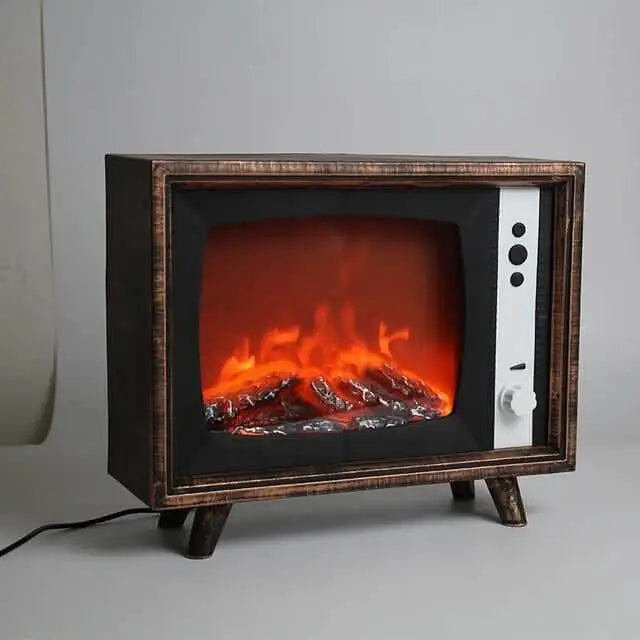 Retro Tv Design Light Flame Electronic Fireplace