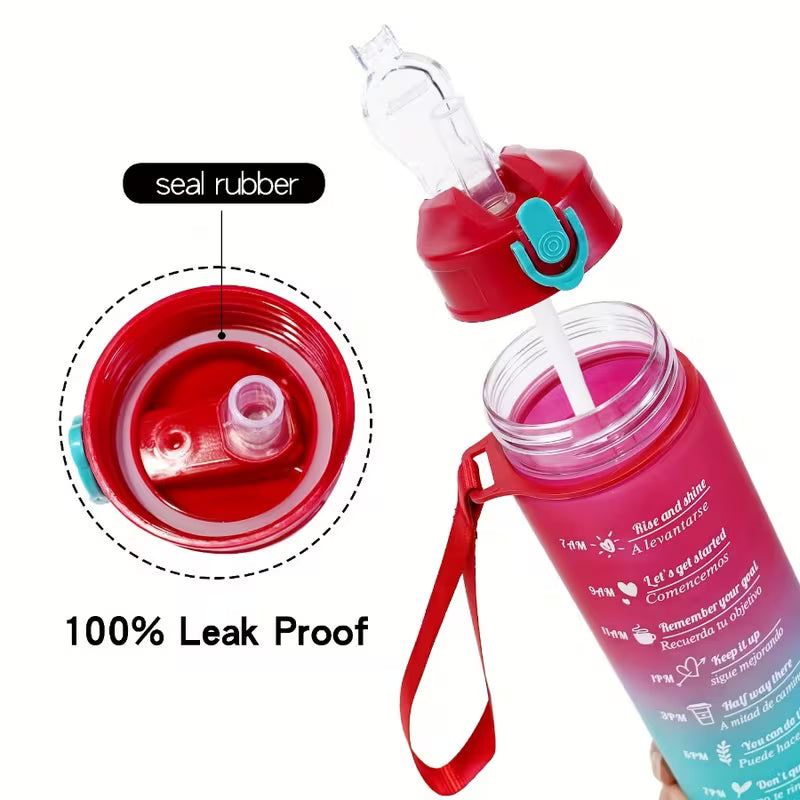 1pc Large 800ml or Small 300ml Water Cup Straw Mug with Leakproof Lid & Spill-Proof Design