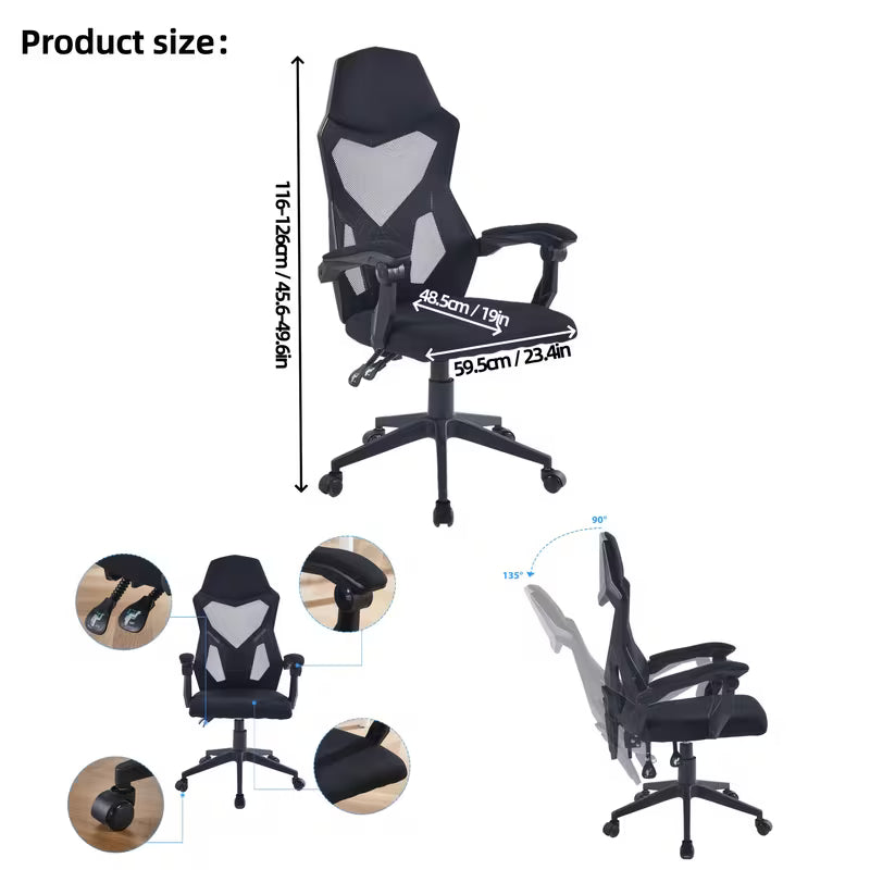 Office Chair, Ergonomic, Plastic and Stainless Steel Frame, with Casters and Compression Lever