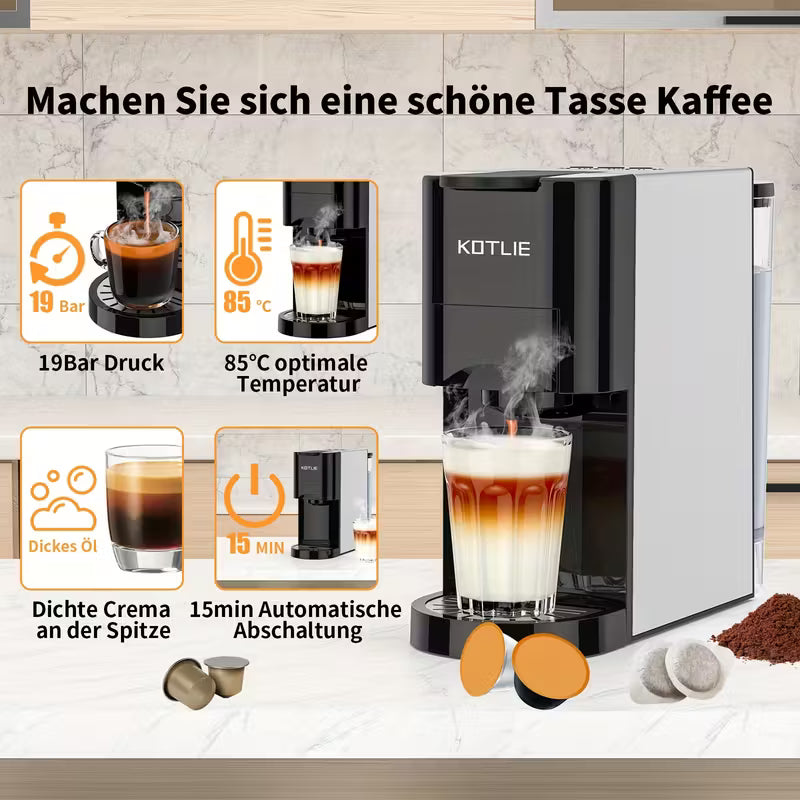 Single Serve Coffee Maker Capsule Coffee Machine, Portable 5in1 Espresso Machine