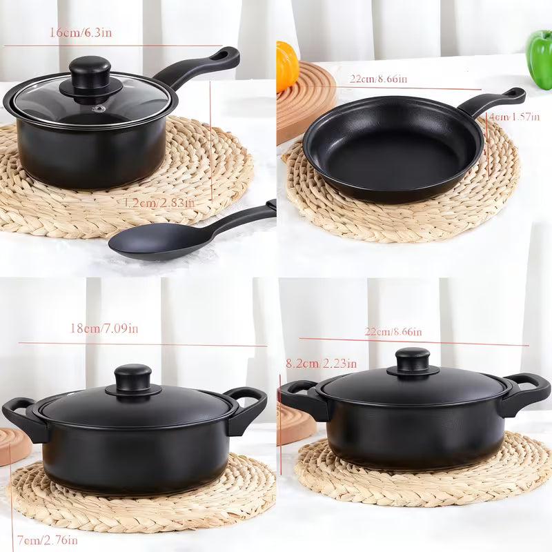 13pcs set of soup pot kitchen frying pan stew pot cookware non-stick pan