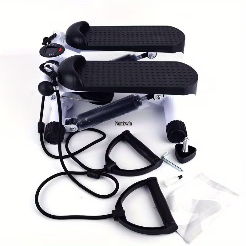 Hydraulic Stepper Machine with Bands & LCD Display, Mini Step Counter for Home Workout