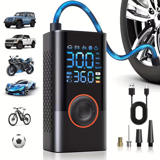 Portable Cordless Mini Air Pump with Digital Pressure Gauge