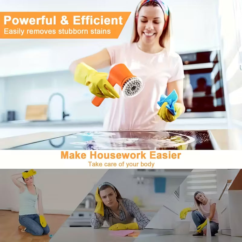 Multifunctional Portable Cordless Electric Cleaning Brush with Digital Display