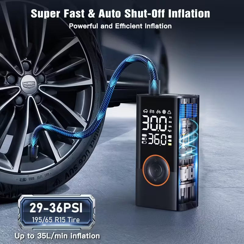 Portable Cordless Mini Air Pump with Digital Pressure Gauge