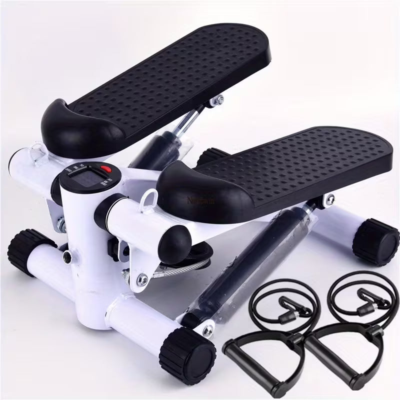 Hydraulic Stepper Machine with Bands & LCD Display, Mini Step Counter for Home Workout