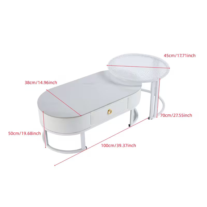 Simple imitation marble-patterned coffee table and glass coffee table set