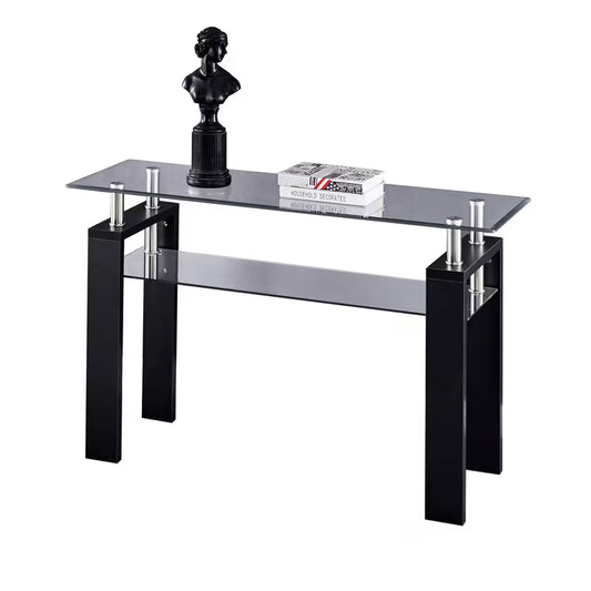 Minimalist Style Tempered Glass Side Table - Multi-Purpose For Living Room (Beside Sofa) & Entryway, Easy-to-Clean Glass Tabletop, Sturdy Support Small Coffee Table